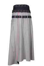 Load image into Gallery viewer, Maxi 3 belts pleats denim skirt
