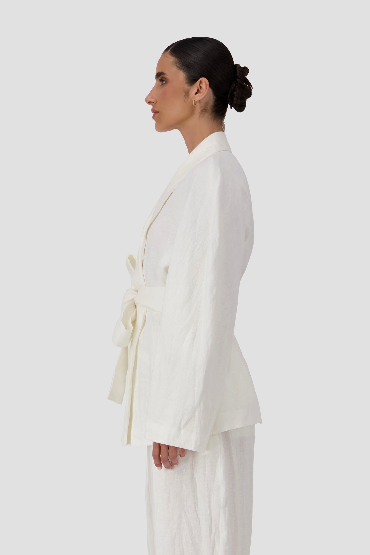 Linen Belted Wrap Blazer