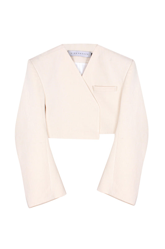 Cropped engineered arched sleeves  blazer