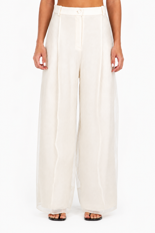 Tailored sheer layered pants