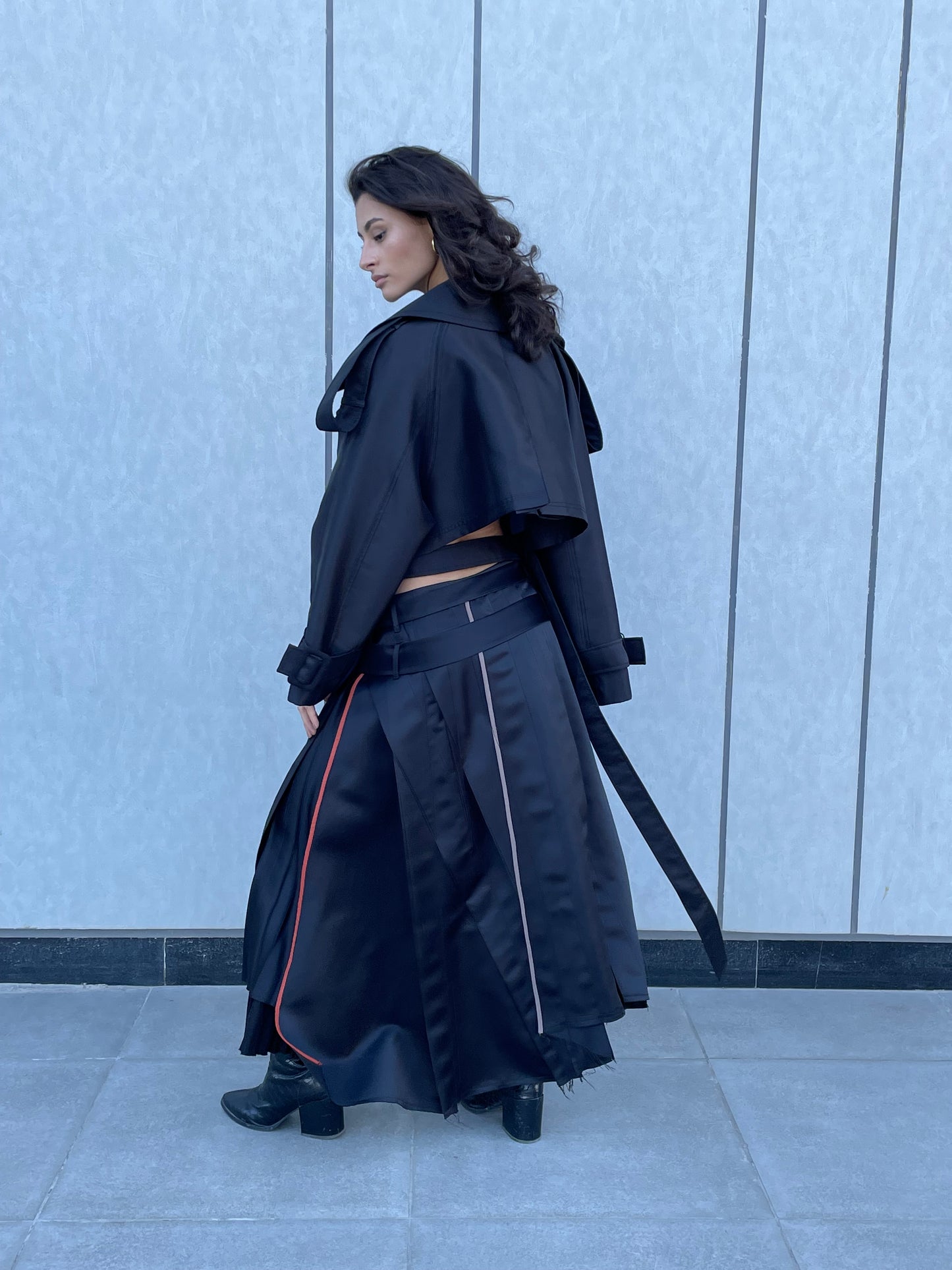 Cropped back trench coat