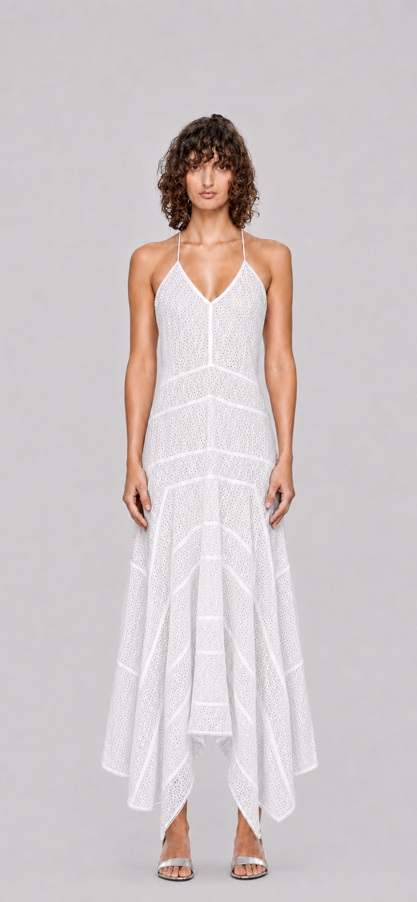 embroidered coton slip dress