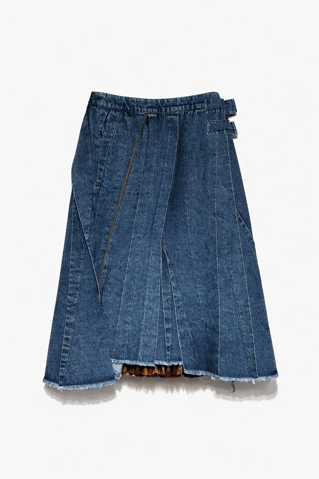 Belted Wrap Pleated Denim Skirt - release 3