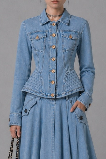 Hourglass washed denim jacket