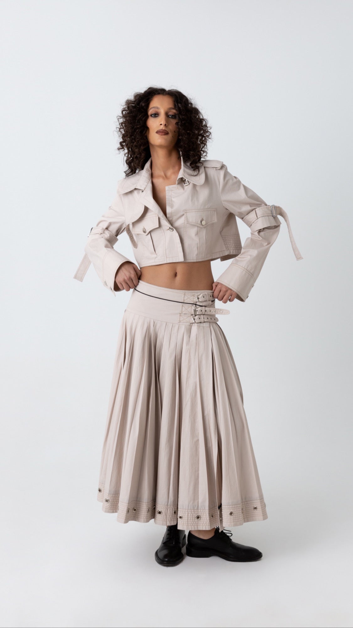 buckle wrap pleats skirt – Dina Shaker
