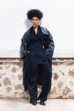 Load image into Gallery viewer, Hybrid biker Leather trench coat
