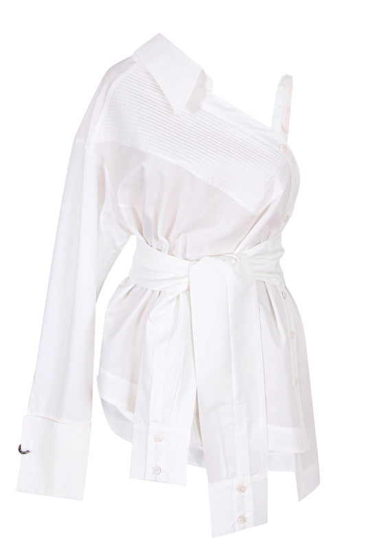 Deconstructed one sleeve shirt