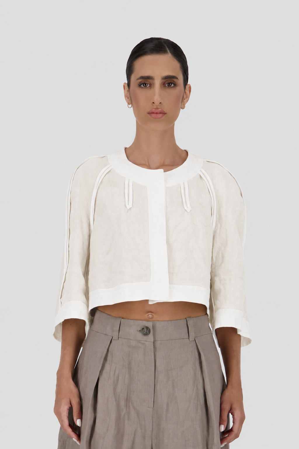 Bound seam cropped jacket