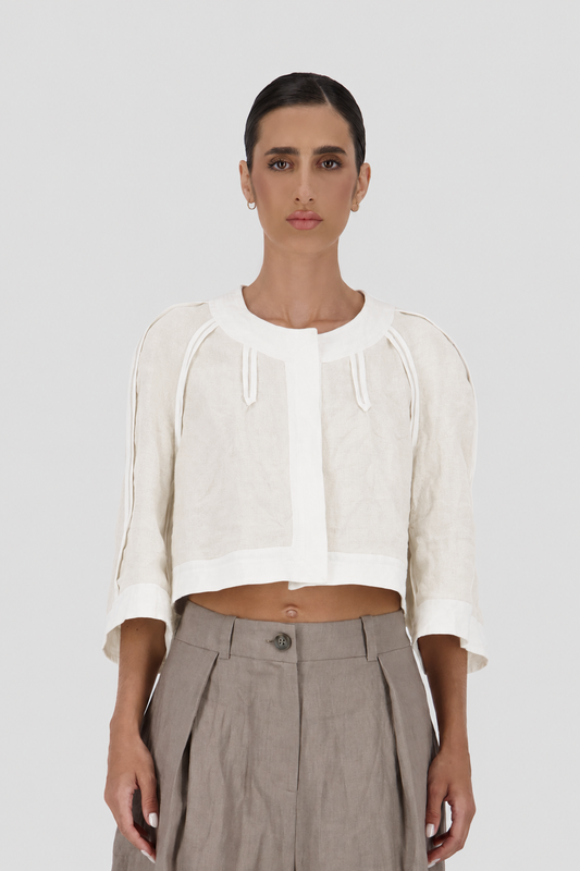 Bound seam cropped jacket