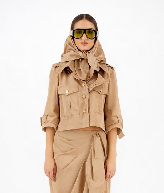 Scarf Safari shirt jacket