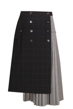 Load image into Gallery viewer, Asymmetric pleats trench skirt
