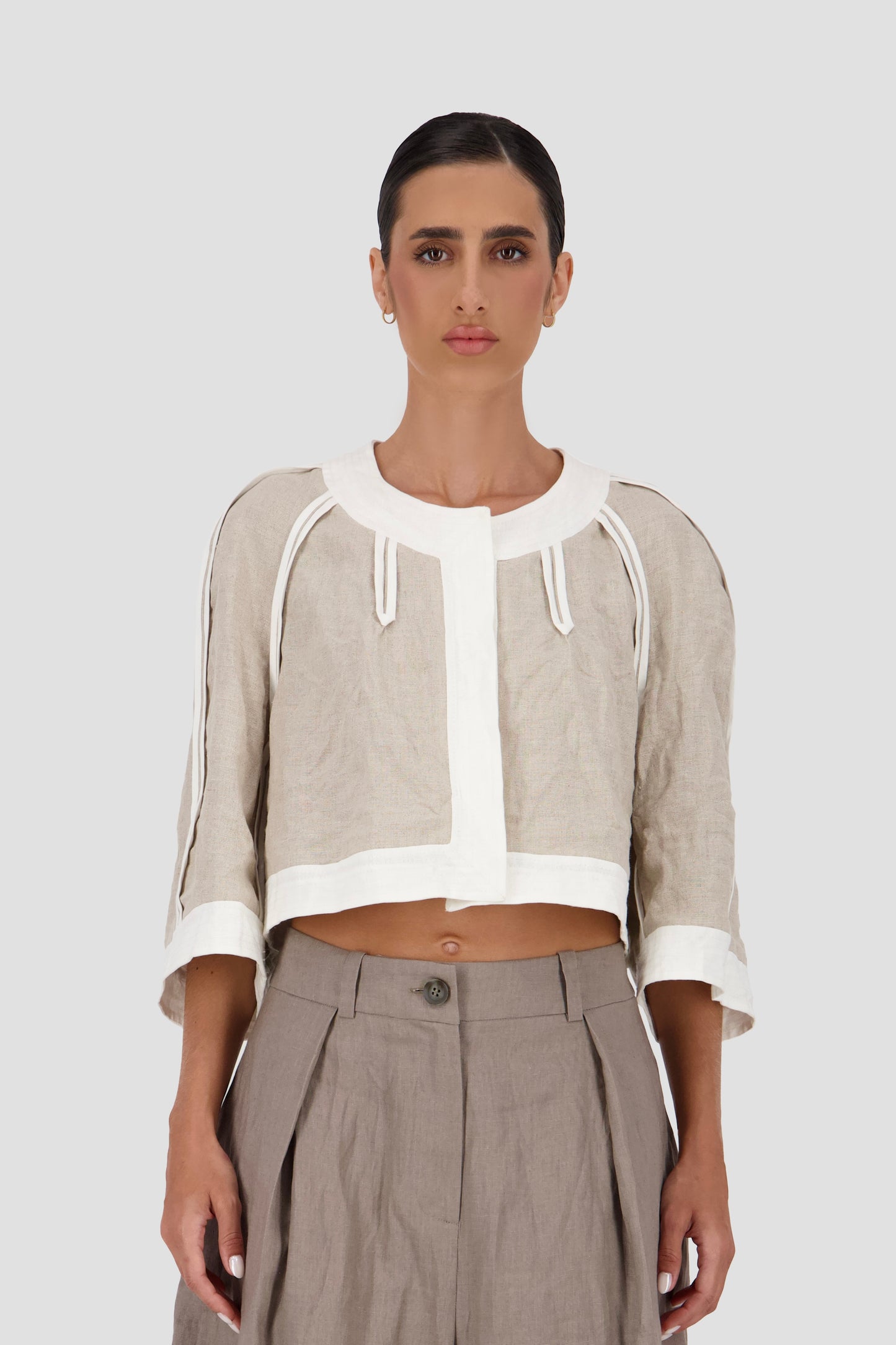 Bound seam cropped jacket