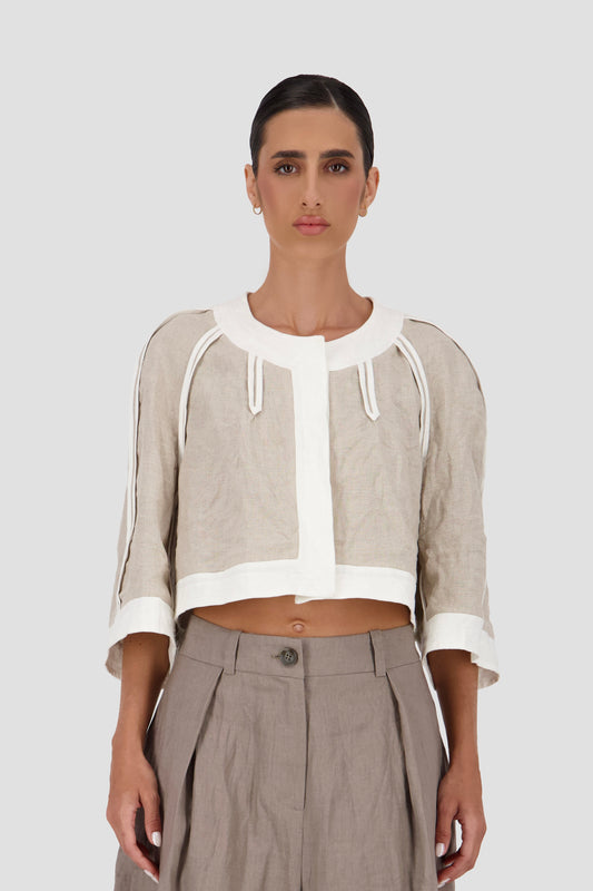 Bound seam cropped jacket