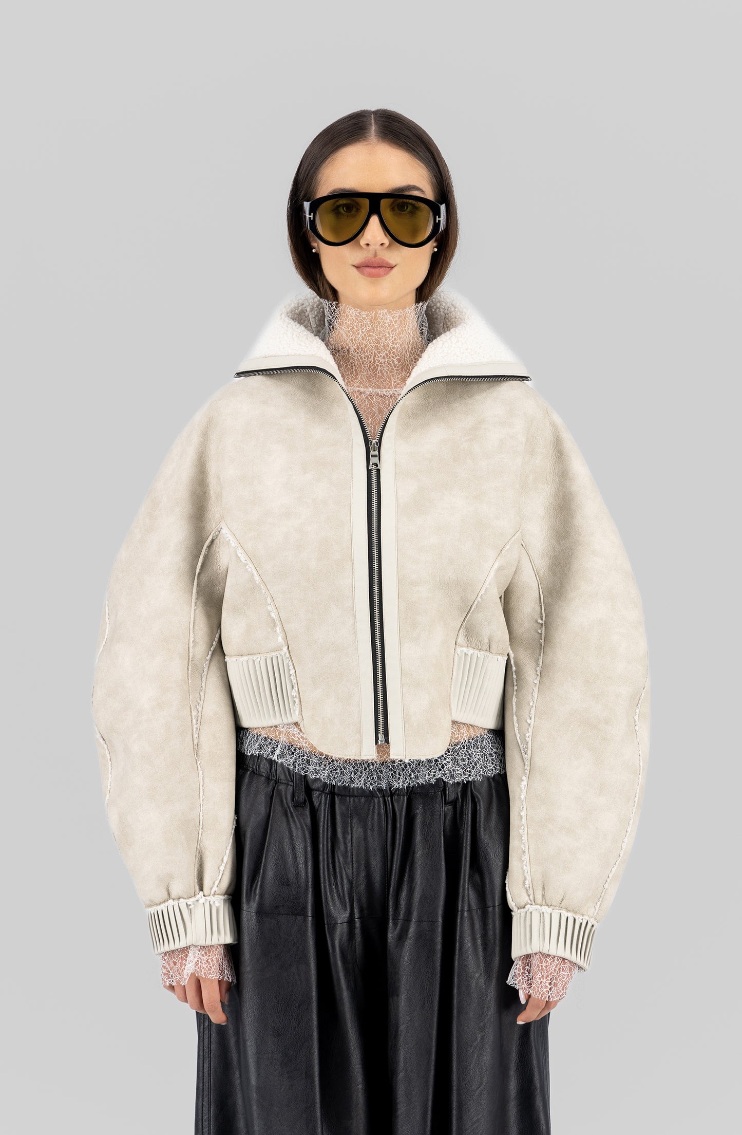 Cocoon faux leather zip jacket