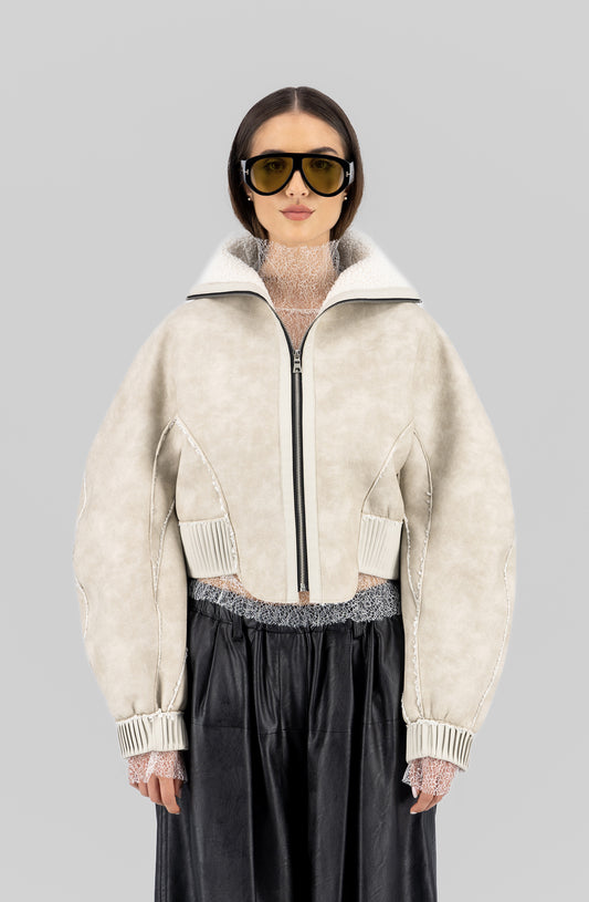 Cocoon faux leather zip jacket