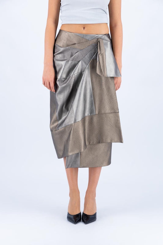 Assembled leather Draped Skirt