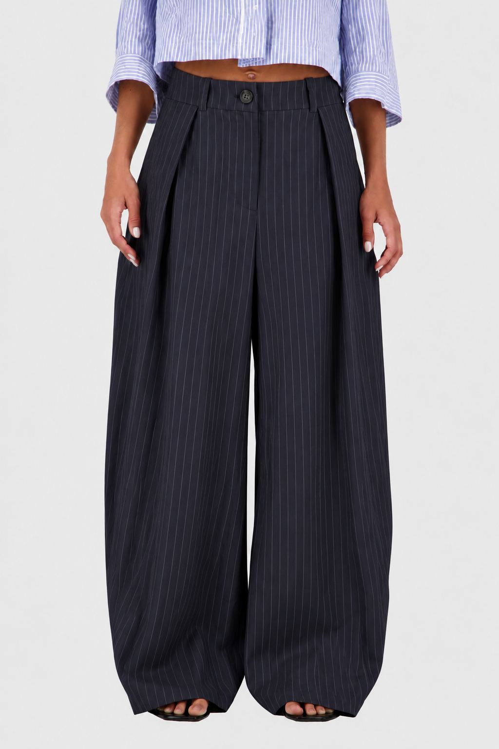 Pinstripe cocoon tailored pants