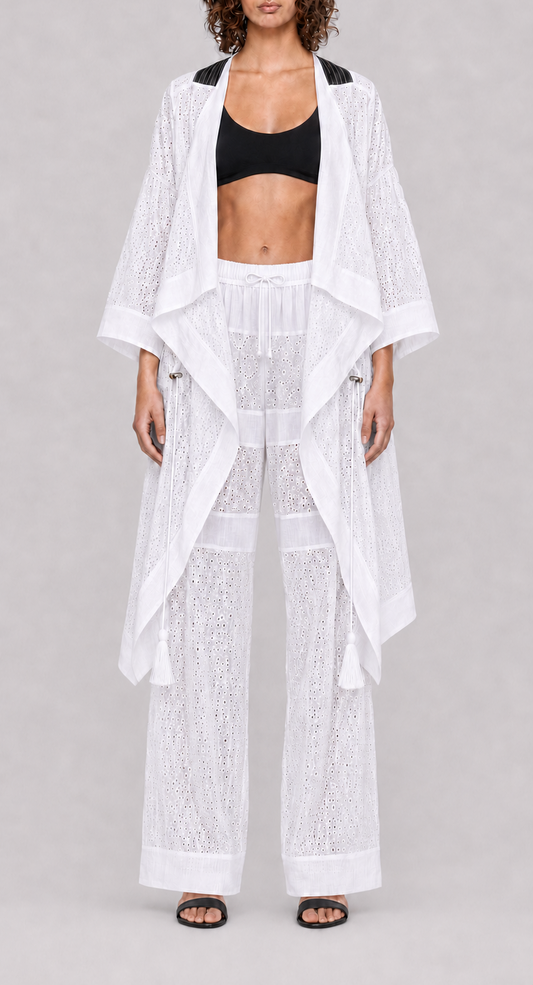 embroidered draped back kimono