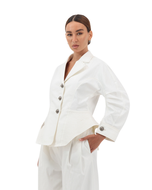 Sculpted cocoon sleeve jacket