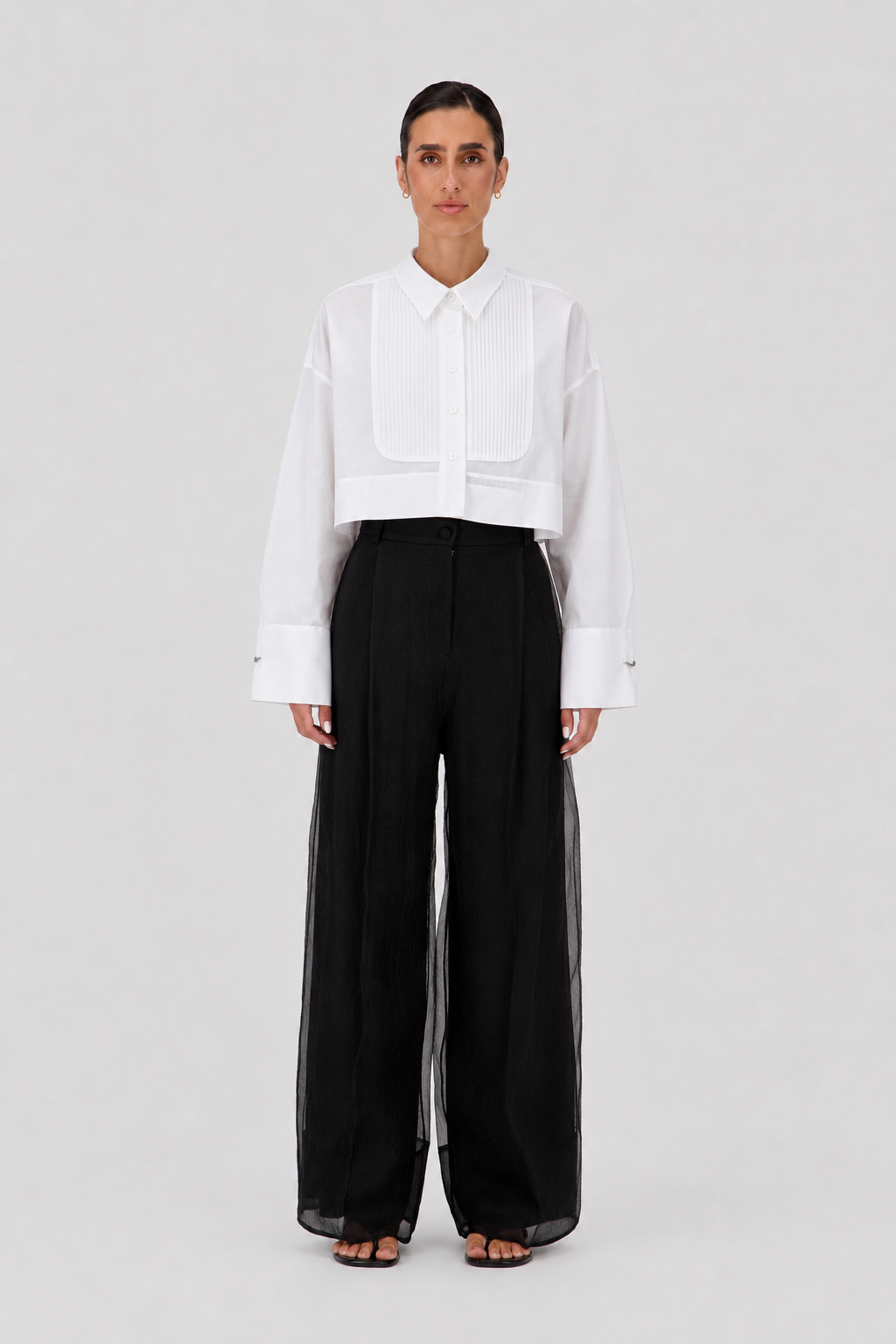 Tailored sheer layered pants