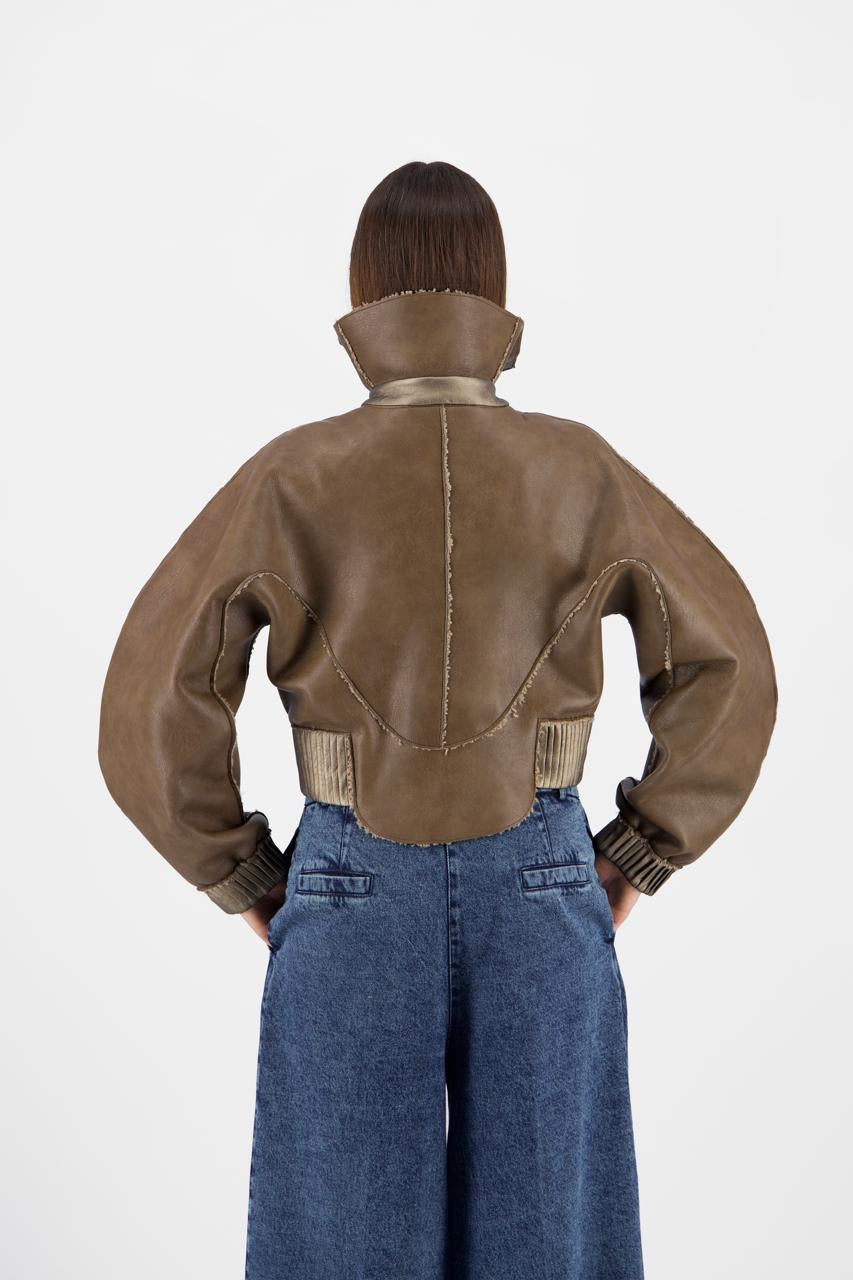 Cocoon Faux Leather Zip Jacket