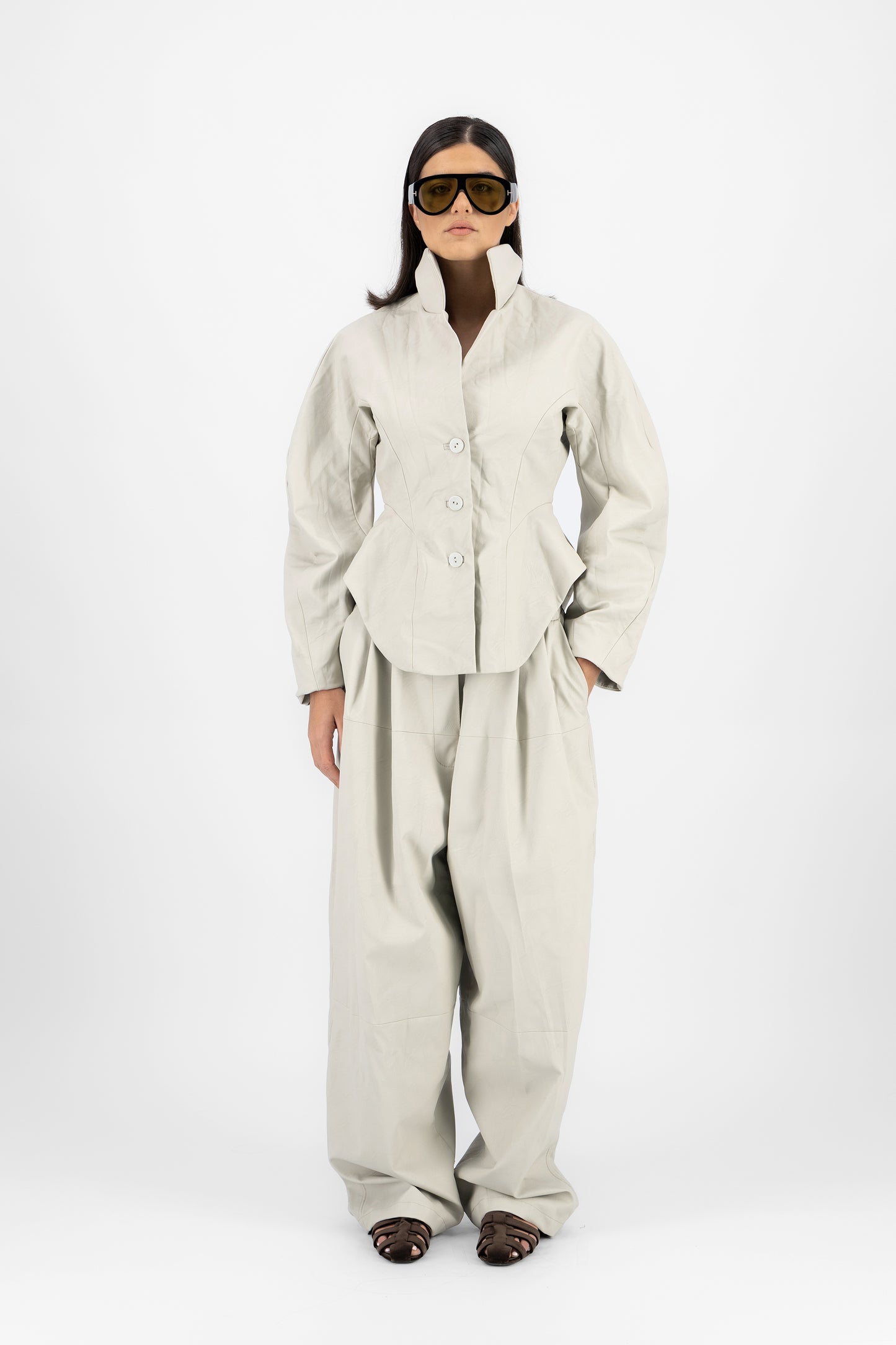 Cocoon sculpted leather jacket