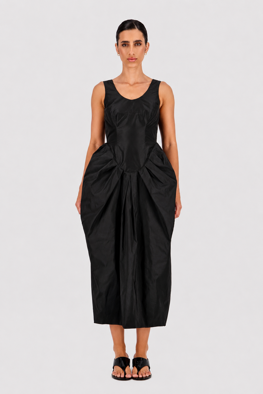 Sculpted oval cascade dress
