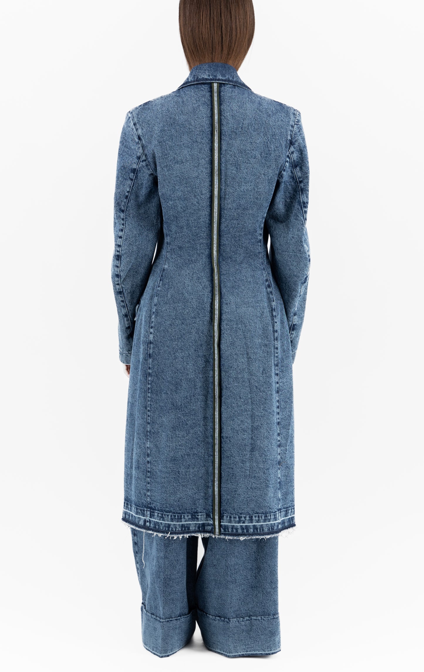 Tailored denim sculpted coat