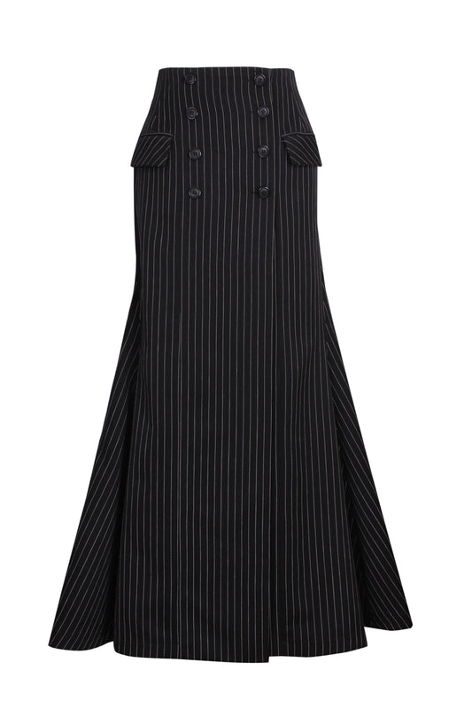 Pinstripe flared maxi skirt