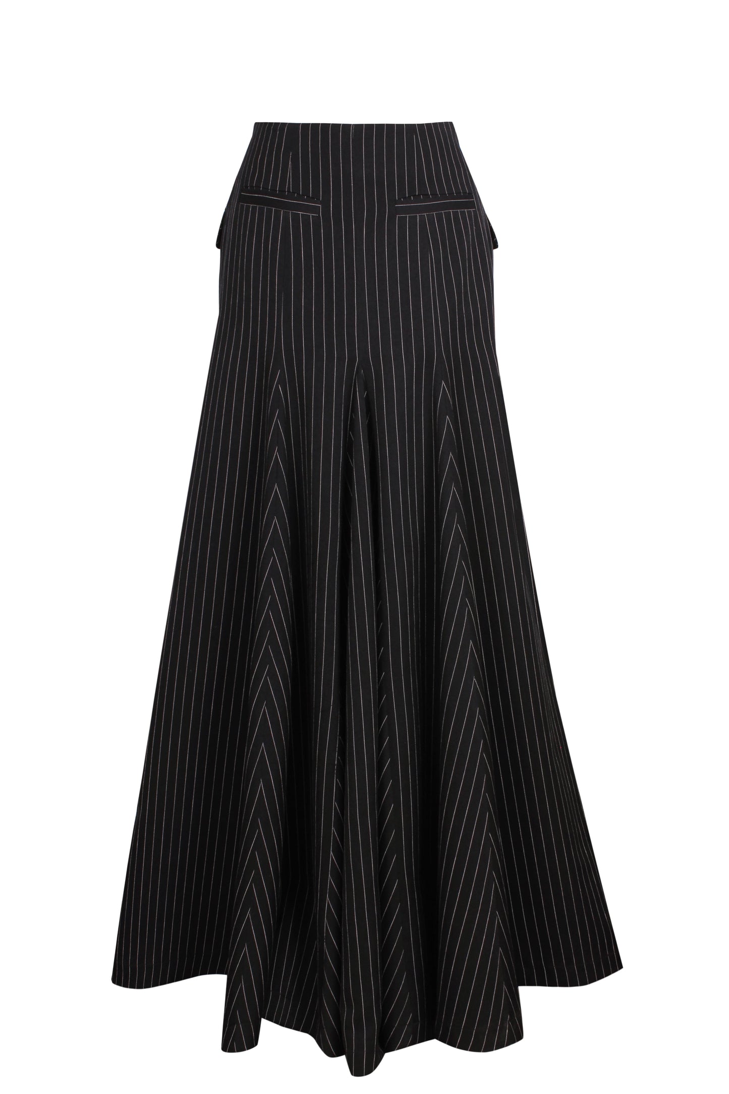 Pinstripe flared maxi skirt