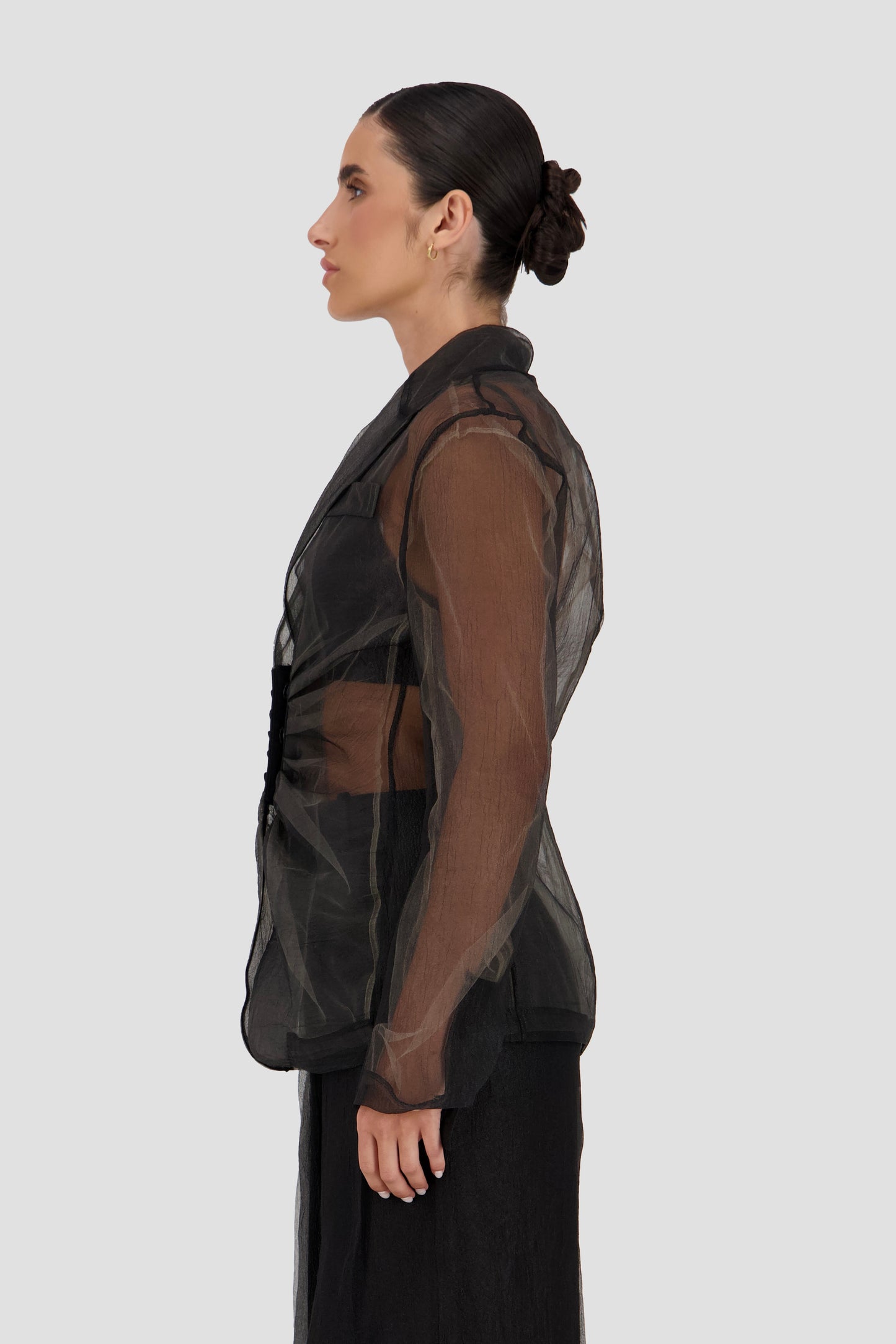 Engineered cascade pleats Blazer