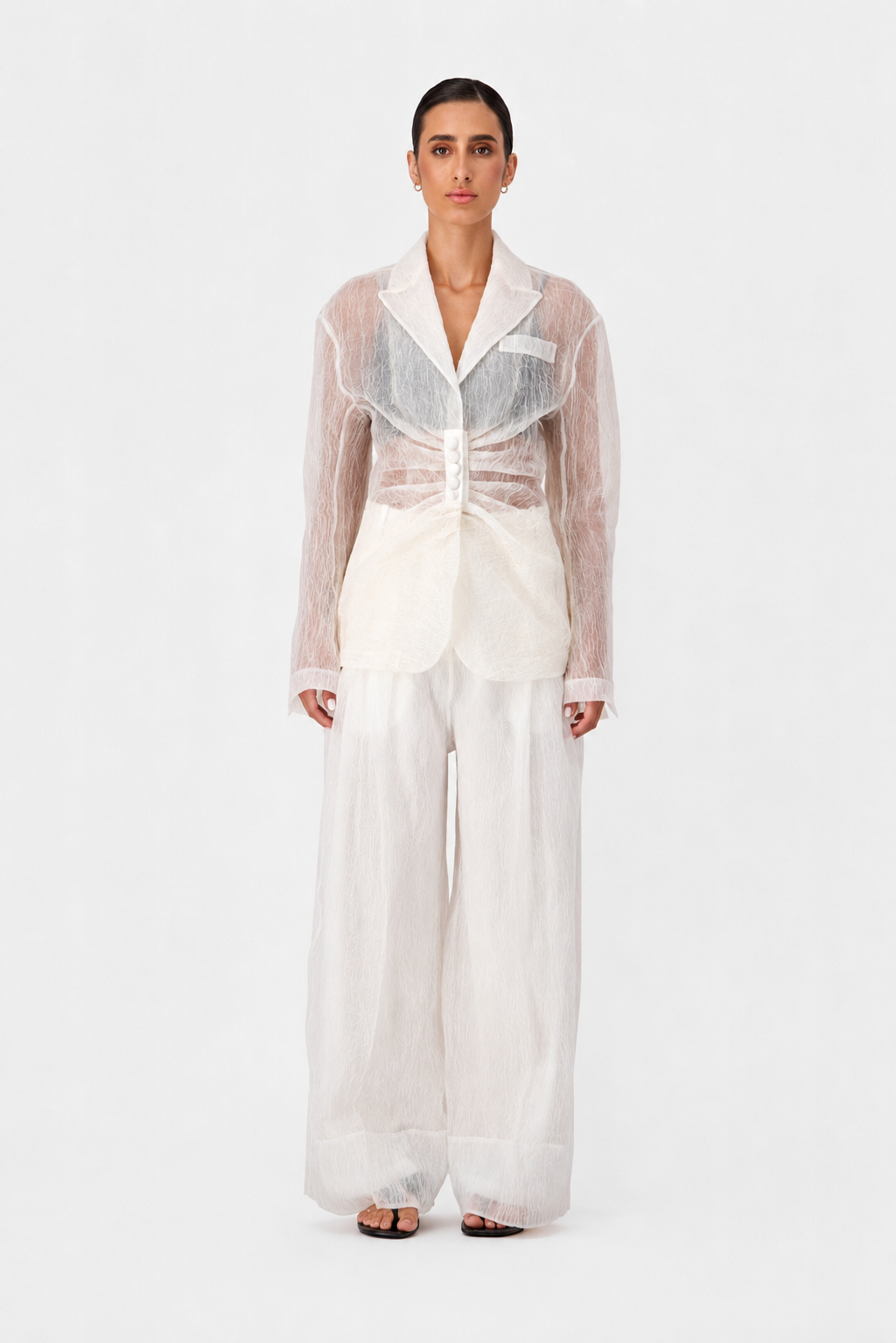 Engineered cascade  pleats Blazer
