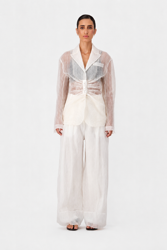 Engineered cascade  pleats Blazer