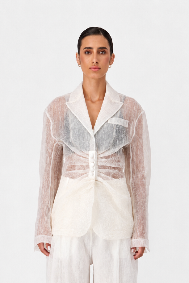 Engineered cascade  pleats Blazer