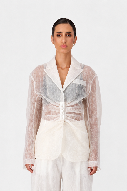 Engineered cascade  pleats Blazer