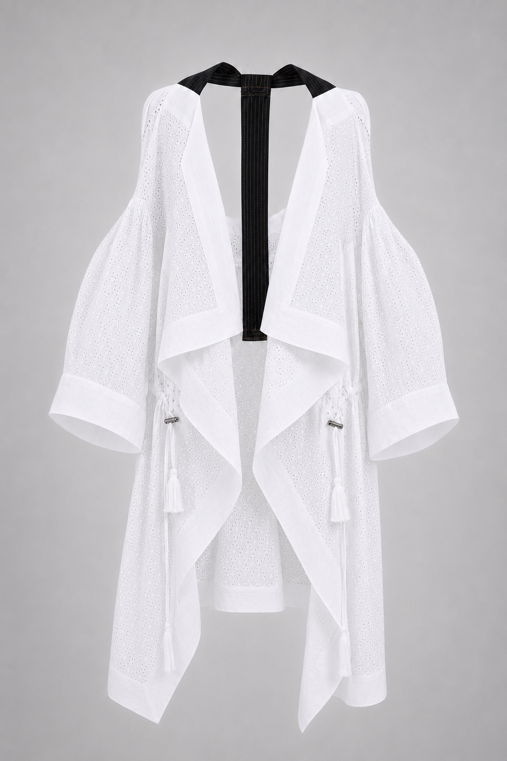 embroidered draped back kimono