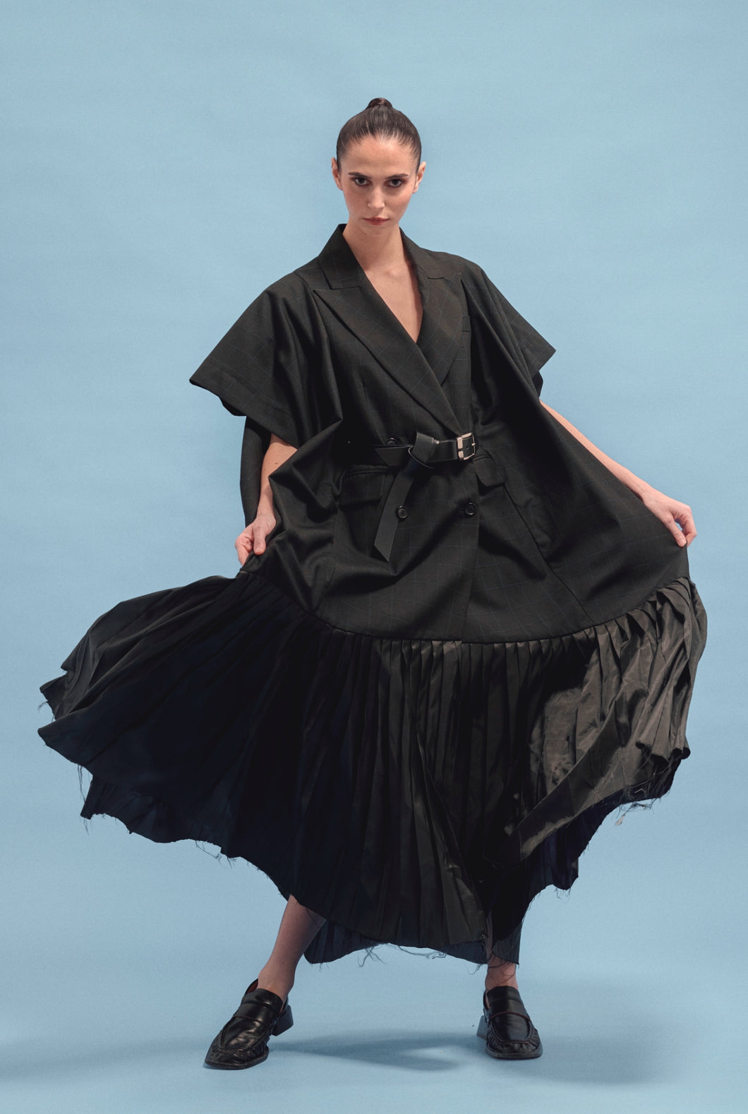 Midi Hybrid cape dress