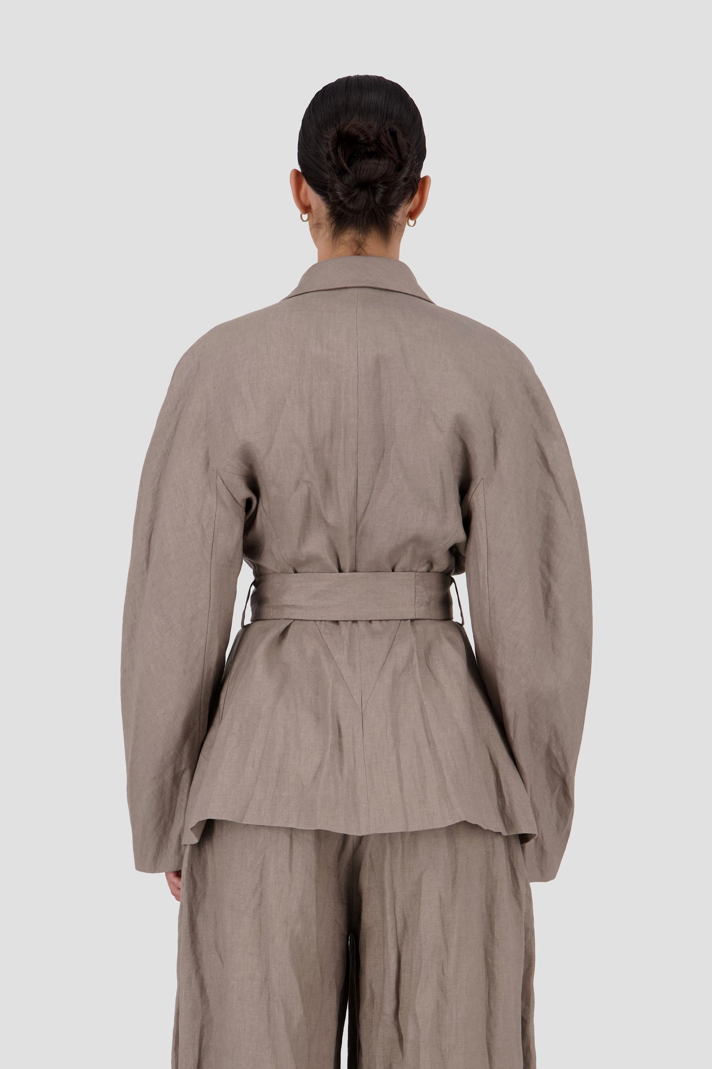 Linen Belted wrap blazer