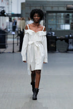 Load image into Gallery viewer, Dropped shoulder draped back shirt dress
