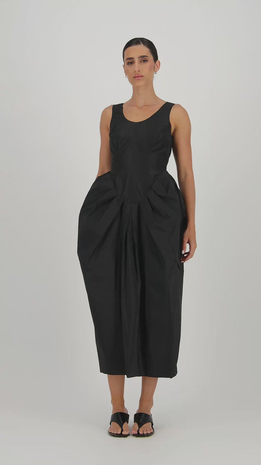 Sculpted oval cascade dress