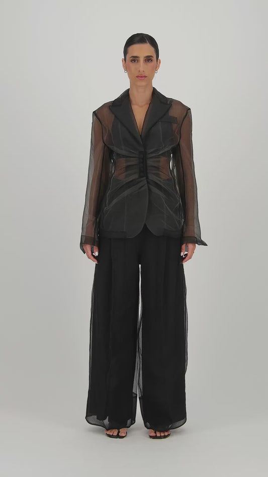 Engineered cascade pleats Blazer