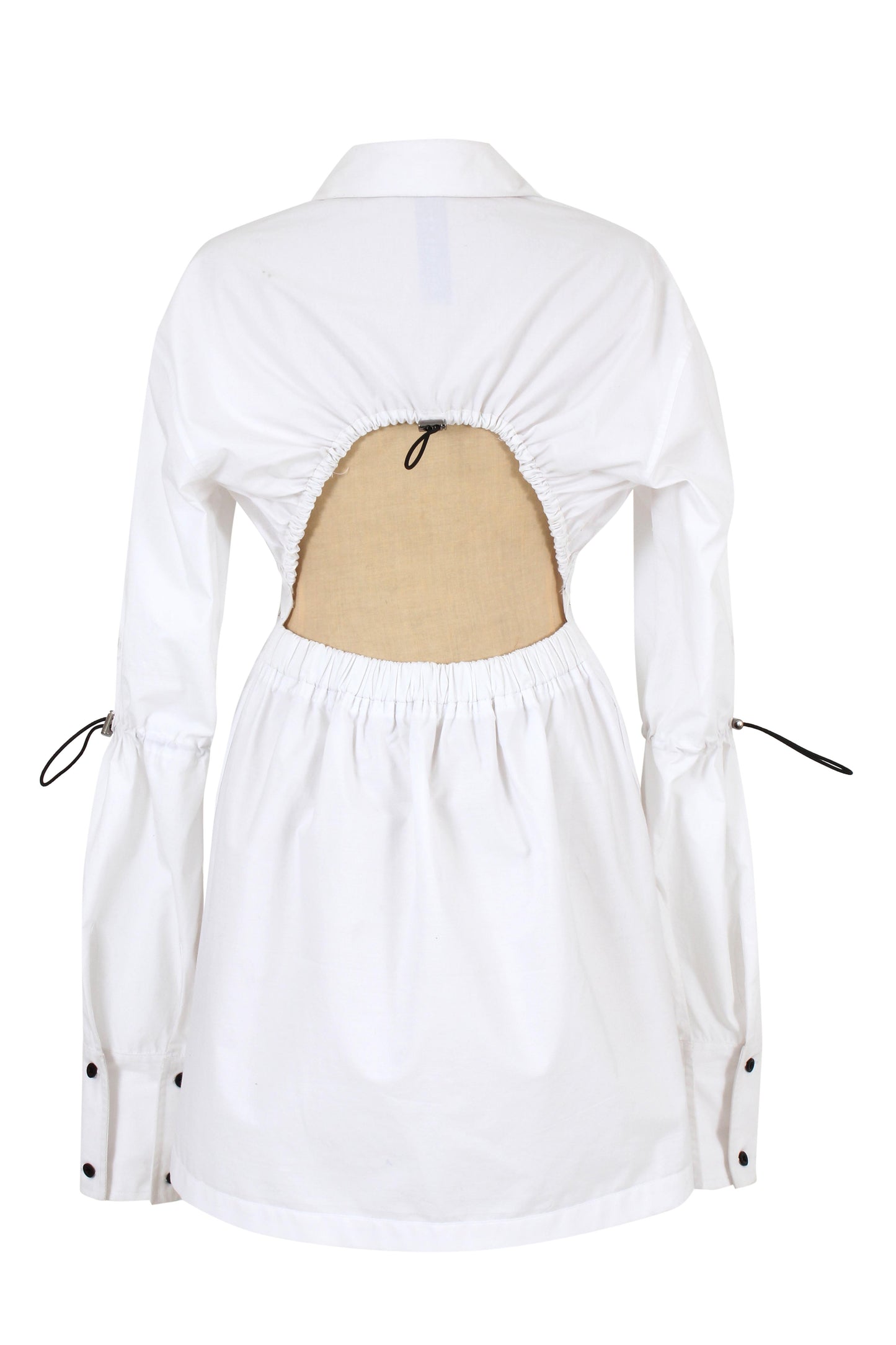 cut out ruched back shirt dress
