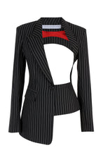 Load image into Gallery viewer, Cut Out Back pinstriped Blazer
