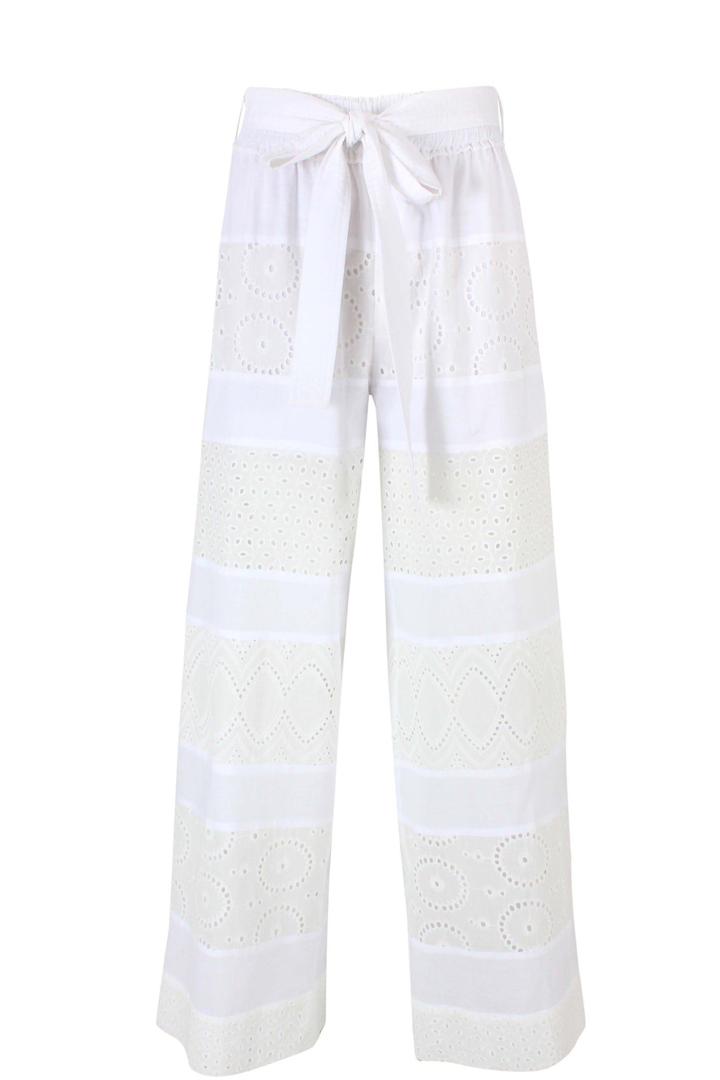 Embroidered coton wide leg pants