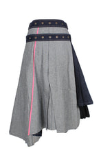 Load image into Gallery viewer, Belted Wrap Pleated Denim Skirt
