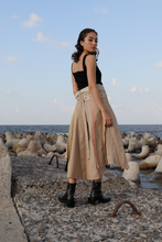 Load image into Gallery viewer, Belted Wrap Pleated Gabardine Skirt
