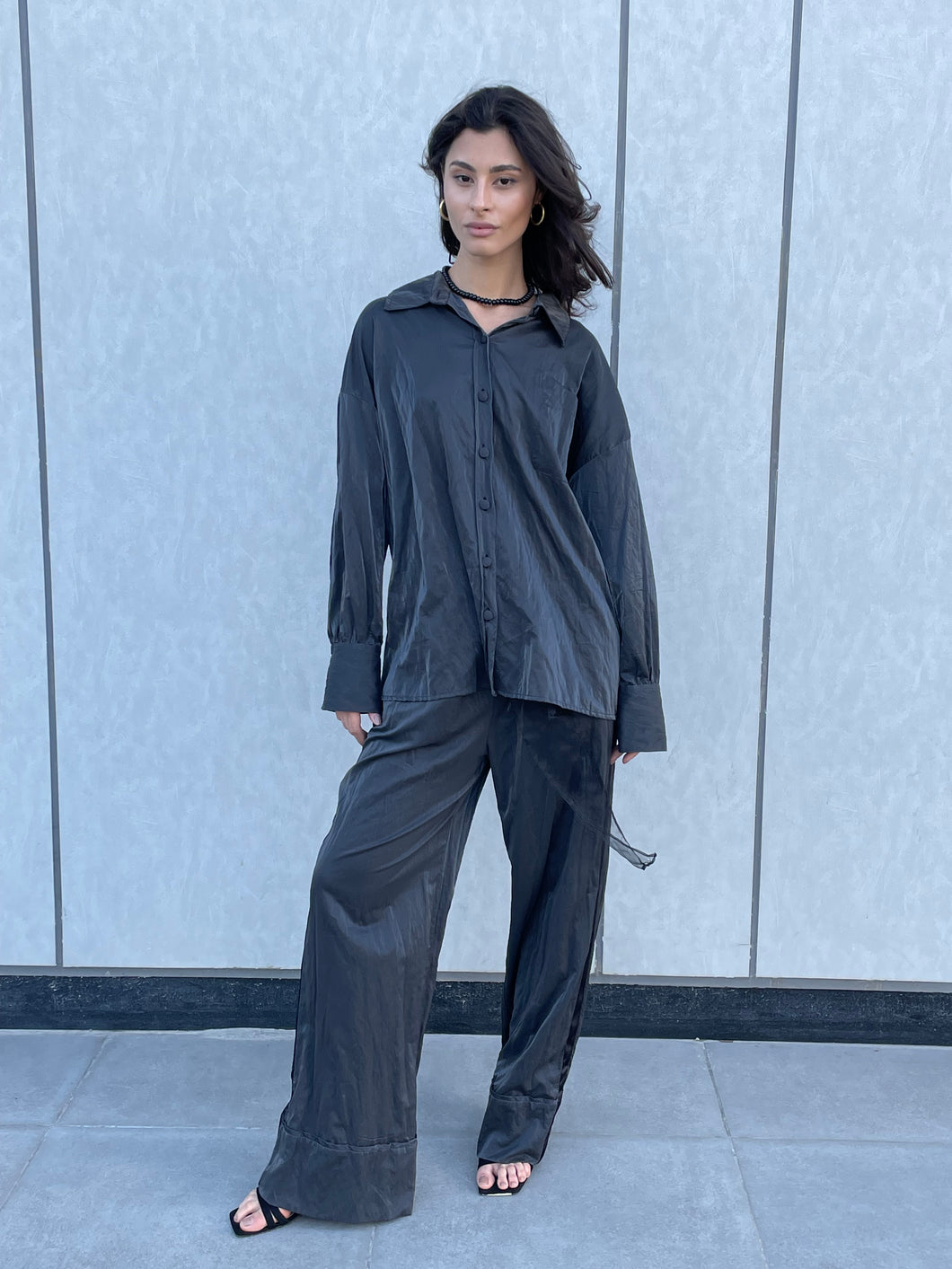 Shimmer woven leather pajama set
