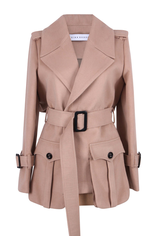 Deconstructed wool jacket with cropped back