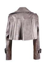Load image into Gallery viewer, Cropped leather trench jacket
