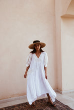 Load image into Gallery viewer, Linen pleated sleeves midi dress
